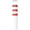 Barrier bollard | Steel tube  323 x 5 mm | stationary | for setting in concrete | hot-dip galvanized and white coatedwith three red reflecting stripes | total length: 1500 mm | steel cap with concrete anchor